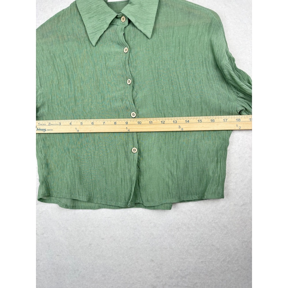 The Sweet Collective Button Down Shirt Womens Small Cropped Textured - Picture 8 of 8